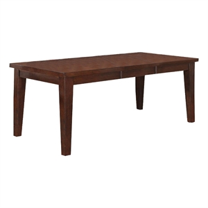 Benjara 60&quot Rectangular Dining Table- Extension Leaf- Tapered Legs- Brown Wood