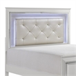 Benjara Noah California King Bed- LED Backlit Crystal Tufted Headboard- White
