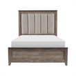 Benjara Cady Classic Upholstered Queen Bed-Channel Tufted Headboard-Brown Fabric