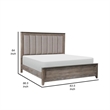 Benjara Cady Classic Upholstered Queen Bed-Channel Tufted Headboard-Brown Fabric