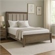 Benjara Cady Classic Upholstered Queen Bed-Channel Tufted Headboard-Brown Fabric