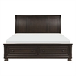 Benjara Cappi Classic Queen Platform Bed- 2 Storage Drawer Footboard- Brown Wood
