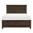 Benjara Bitsy Modern Queen Bed- Angled Plank Design- Tapered Legs- Espresso