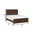 Benjara Bitsy Modern Queen Bed- Angled Plank Design- Tapered Legs- Espresso