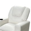 Benjara Nik Youth Recliner Chair- Cup Holder- Padded Seat and Back- White