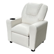 Benjara Nik Youth Recliner Chair- Cup Holder- Padded Seat and Back- White