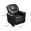Benjara Nik Youth Recliner Chair- Cup Holder- Padded Seat and Back- Black