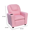 Benjara Nik Youth Recliner Chair- Cup Holder- Padded Seat and Back- Pink