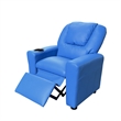 Benjara Nik Youth Recliner Chair- Cup Holder- Padded Seat and Back- Blue