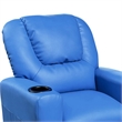 Benjara Nik Youth Recliner Chair- Cup Holder- Padded Seat and Back- Blue