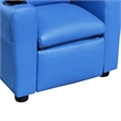 Benjara Nik Youth Recliner Chair- Cup Holder- Padded Seat and Back- Blue