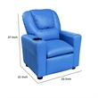Benjara Nik Youth Recliner Chair- Cup Holder- Padded Seat and Back- Blue