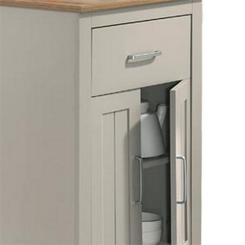 Benjara 3 Piece Counter Height Dining Table Kitchen Island With Storage- Gray