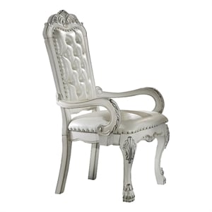 Benjara Aurora 27&quot Executive Office Chair- Faux Leather- Tufted- Bone White