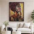 Benjara Rin 30 x 39 Hand Painted African Woman-Resin Coated-Rich Browns-Yellows