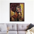 Benjara Rin 30 x 39 Hand Painted African Woman-Resin Coated-Rich Browns-Yellows
