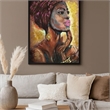 Benjara Rin 30 x 39 Hand Painted African Woman-Resin Coated-Rich Browns-Yellows