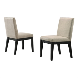 Benjara 19&quot Wood Dining Chair (Set of 2)- Padded Backrest- Beige Upholstery