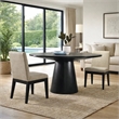 Benjara 3 Piece Wood Dining Table Set- Padded Backrests- Round Surface- Beige