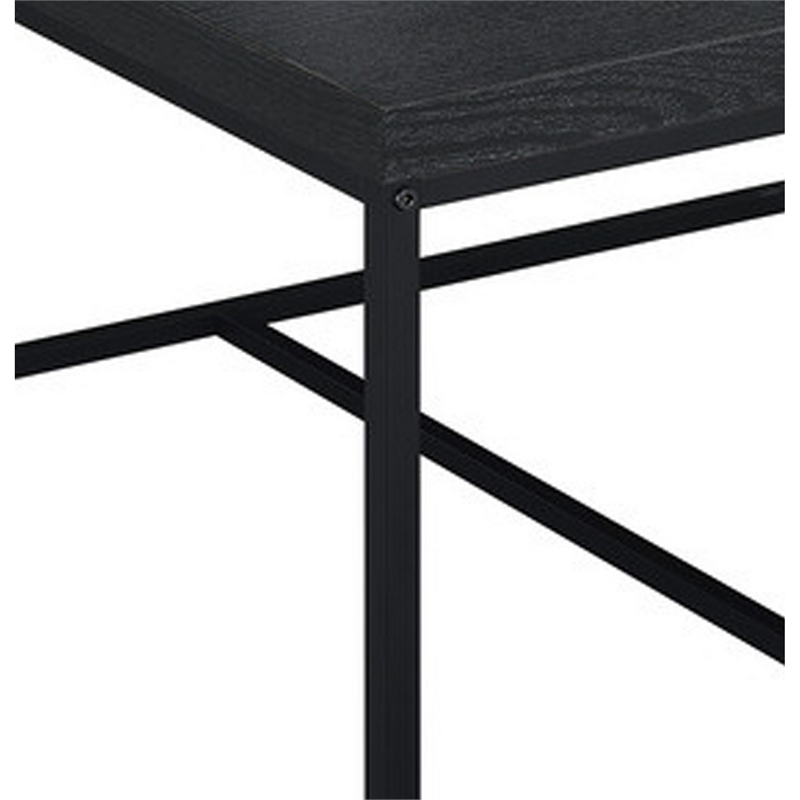 Benjara All 5 Piece Coffee Table Set- Oak Black Top with 4 Nesting Storage Bins
