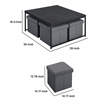 Benjara All 5 Piece Coffee Table Set- Oak Black Top with 4 Nesting Storage Bins