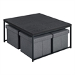 Benjara All 5 Piece Coffee Table Set- Oak Black Top with 4 Nesting Storage Bins