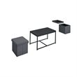Benjara All 3 Piece Coffee Table and Storage Set- Rectangular- Black Legs- Gray