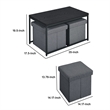 Benjara All 3 Piece Coffee Table and Storage Set- Rectangular- Black Legs- Gray