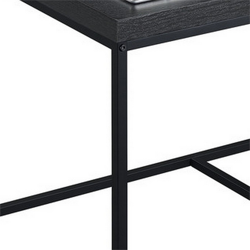 Benjara All 3 Piece Coffee Table and Storage Set- Rectangular- Black Legs- Gray