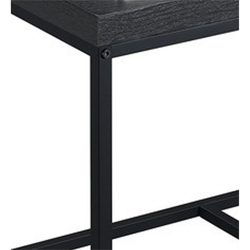 Benjara All 3 Piece Coffee Table and Storage Set- Rectangular- Black Legs- Gray