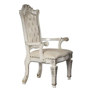 Benjara 24&quot Executive Office Armchair- Scrolled Molded Trim- Antique Pearl