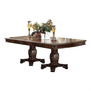 Benjara Loki 66-96&quot Carved Dining Table- Espresso Brown Wood- Extension Leaves