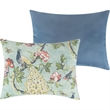 Benjara Eden 2 Piece Twin XL Quilt Set- Peacock and Songbirds- Green Microfiber