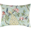 Benjara Eden 2 Piece Twin XL Quilt Set- Peacock and Songbirds- Green Microfiber
