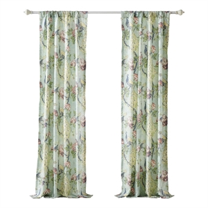 Benjara Eden 84&quot WIndow Curtains- Butterflies & Songbirds- Green Microfiber