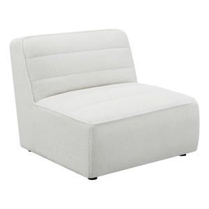 Benjara Kea 35&quot Armless Chair- Horizontal Channel Tufting- Faux Sheepskin