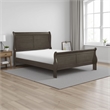 Benjara Gage Traditional Full Size Sleigh Bed- Wood Frame- Smooth Dark Gray