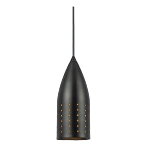 Benjara 4&quot Modern Pendant Light- Round Metal Shade- Oil Rubbed Black Bronze