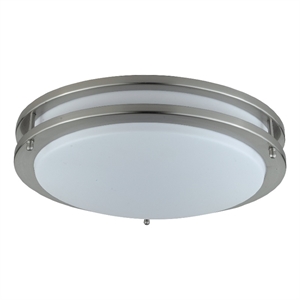 Benjara 14&quot Modern Ceiling Lamp with Frosted Acrylic Plate- Steel Trim- White