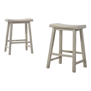 Benjara 24&quot Ergonomic Counter Height Stool (Set of 2)- Curved Saddle Seat- Gray