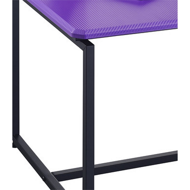 Benjara Ont 3 Piece Coffee Table & End Table Set- Black/Purple Carbon Fiber Top