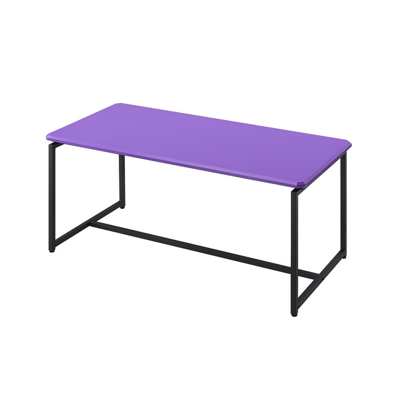 Benjara Ont 3 Piece Coffee Table & End Table Set- Black/Purple Carbon Fiber Top