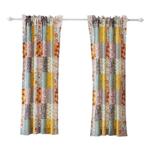 Benjara Turin 63&quot Window Curtains- Brushed Microfiber- Multicolor Patchwork