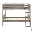 Benjara Twin Over Twin Bunk Beds-Curved Headboards-Ladder-Straight Legs-Taupe