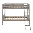 Benjara Twin Over Twin Bunk Beds-Curved Headboards-Ladder-Straight Legs-Taupe