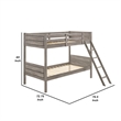 Benjara Twin Over Twin Bunk Beds-Curved Headboards-Ladder-Straight Legs-Taupe