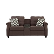 Benjara Noa Modern 2 Piece Sofa Loveseat Set- 4 Pillows- USB Ports- Dark Brown
