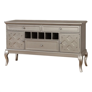 Benjara 60&quot Buffet Server- 3 Drawers- Wine Storage- Champagne Silver