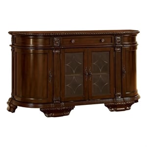 Benjara 66&quot Traditional Buffet Server- Glass Cabinet- Side Cabinets- Brown