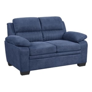 Benjara Hugh 58&quot Loveseat- Blue Fabric- Pillow Armrests- Channel Tufted Back